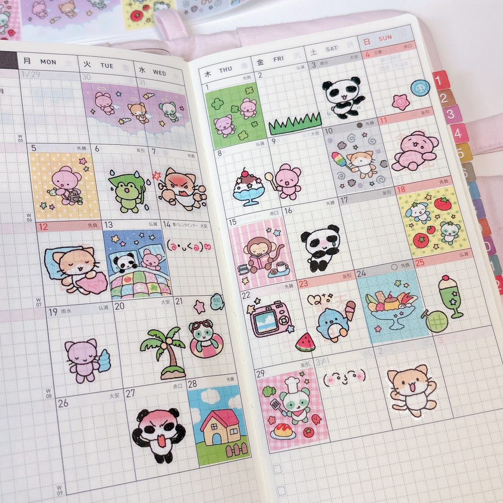 [RY32] NEW Rayeon Fancy 'Square Square Monthly' Clear Kisscut Masking Tape