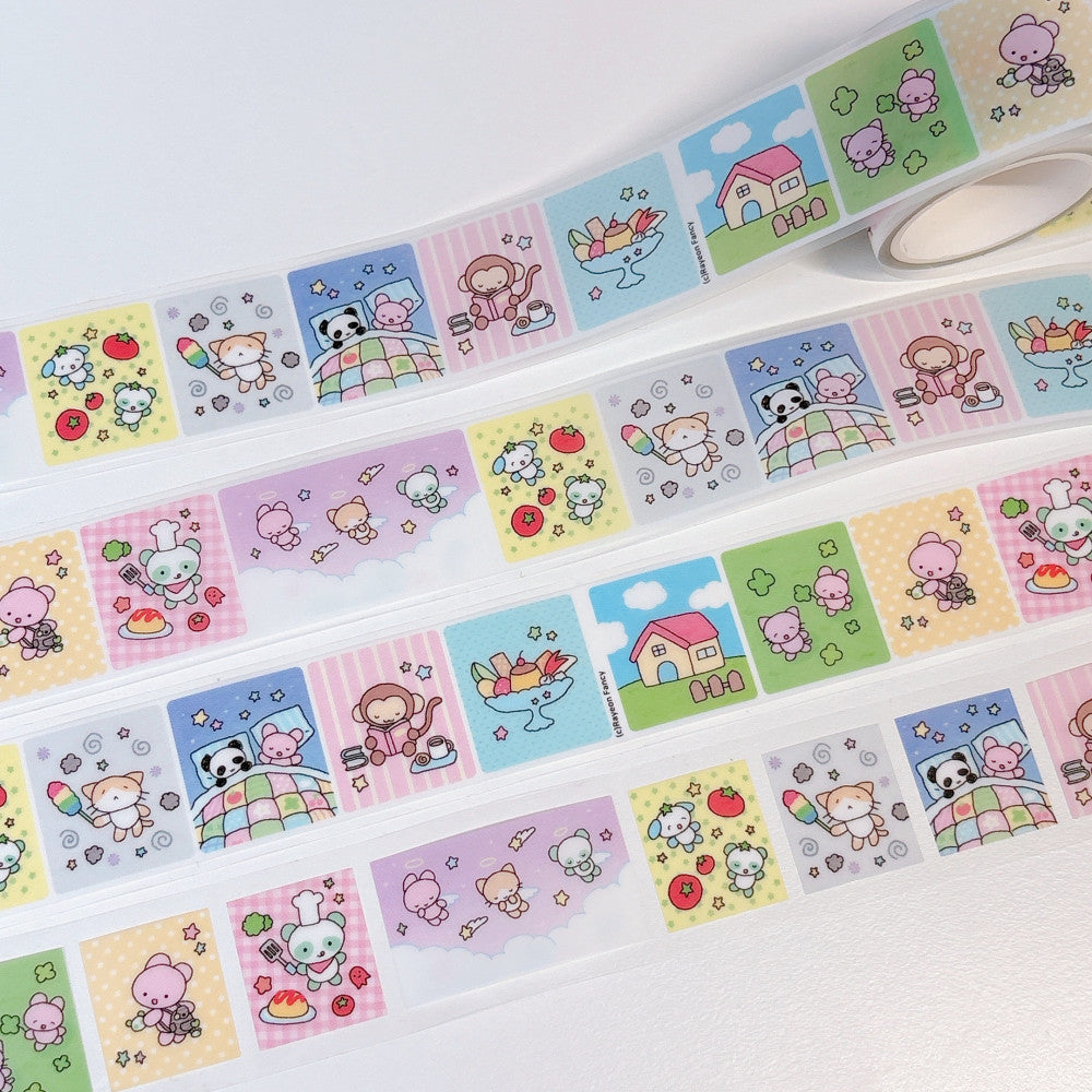[RY32] NEW Rayeon Fancy 'Square Square Monthly' Clear Kisscut Masking Tape