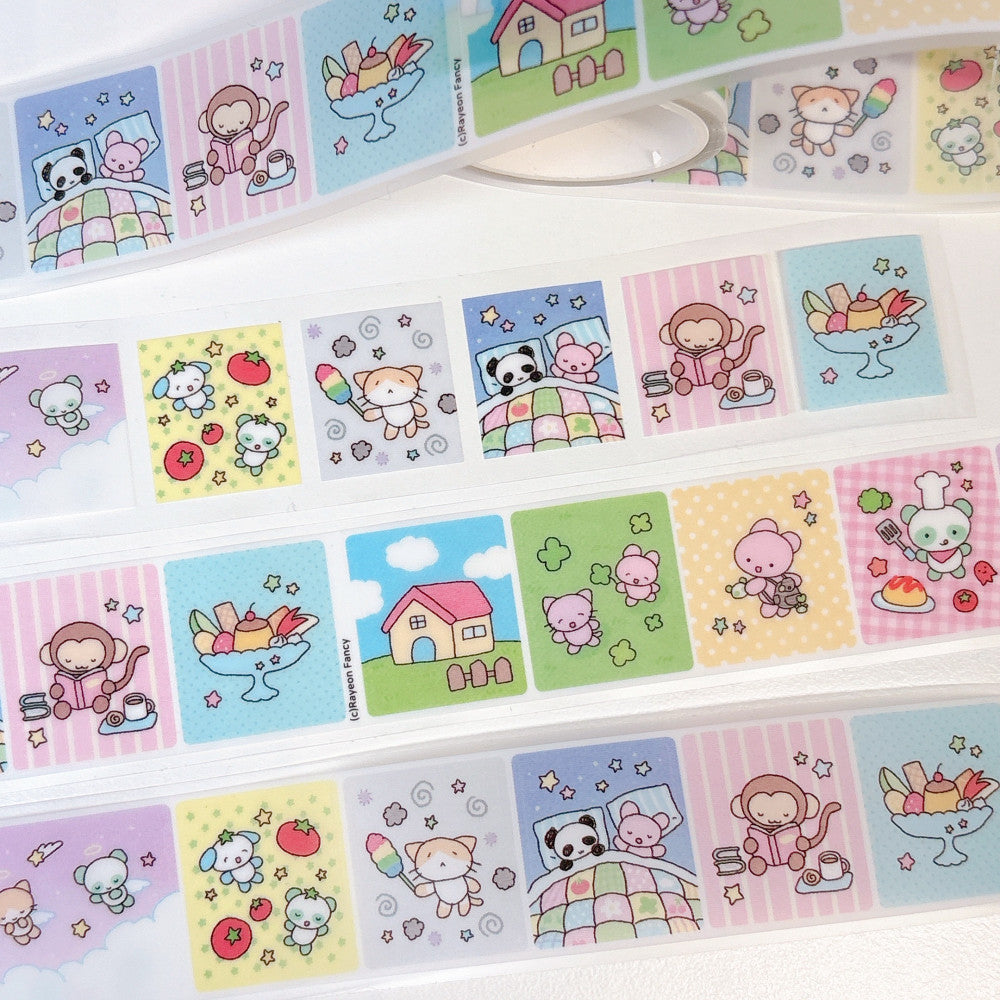 [RY32] NEW Rayeon Fancy 'Square Square Monthly' Clear Kisscut Masking Tape