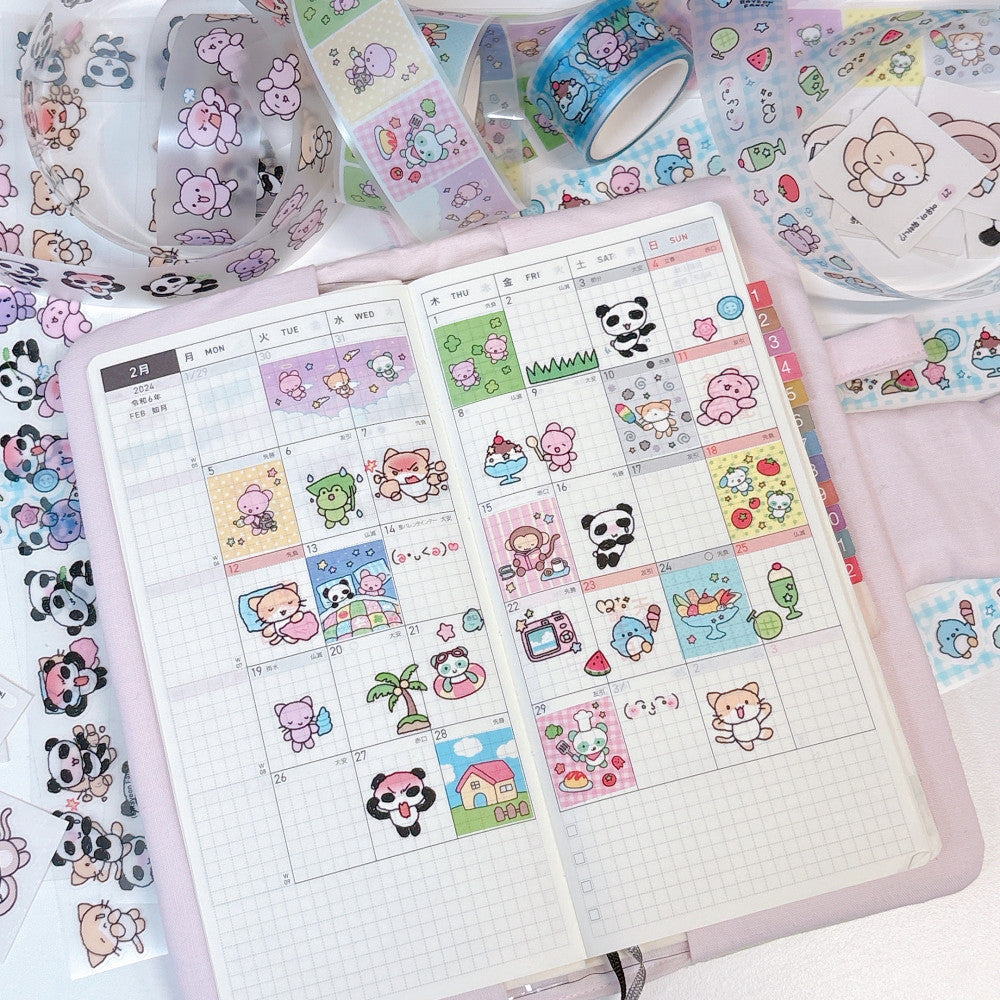 [RY32] NEW Rayeon Fancy 'Square Square Monthly' Clear Kisscut Masking Tape