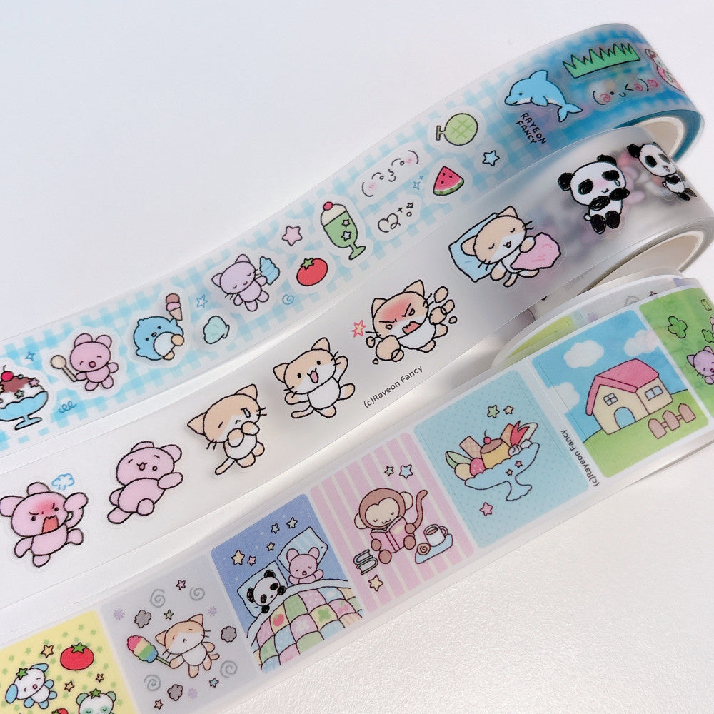 [RY32] NEW Rayeon Fancy 'Square Square Monthly' Clear Kisscut Masking Tape
