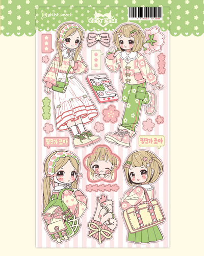 [GP01] NEW Ghost Peach 'I Love Pink' Sticker Sheet