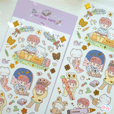 [JJ10] Jeje 'My Desk Mate' Gold Foil Sticker Sheet