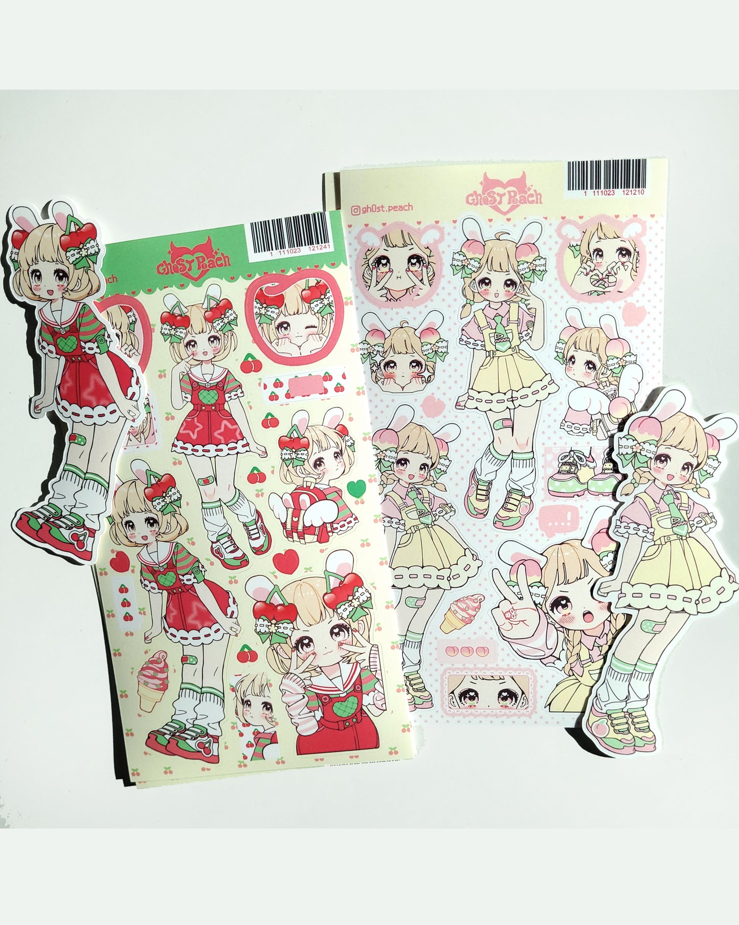 [GP06] Ghost Peach 'Kitsch Cherry Bunny' Sticker Sheet