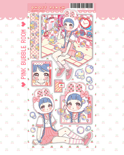 [GP07] NEW Ghost Peach 'Pink Bubble Room' Sticker Sheet