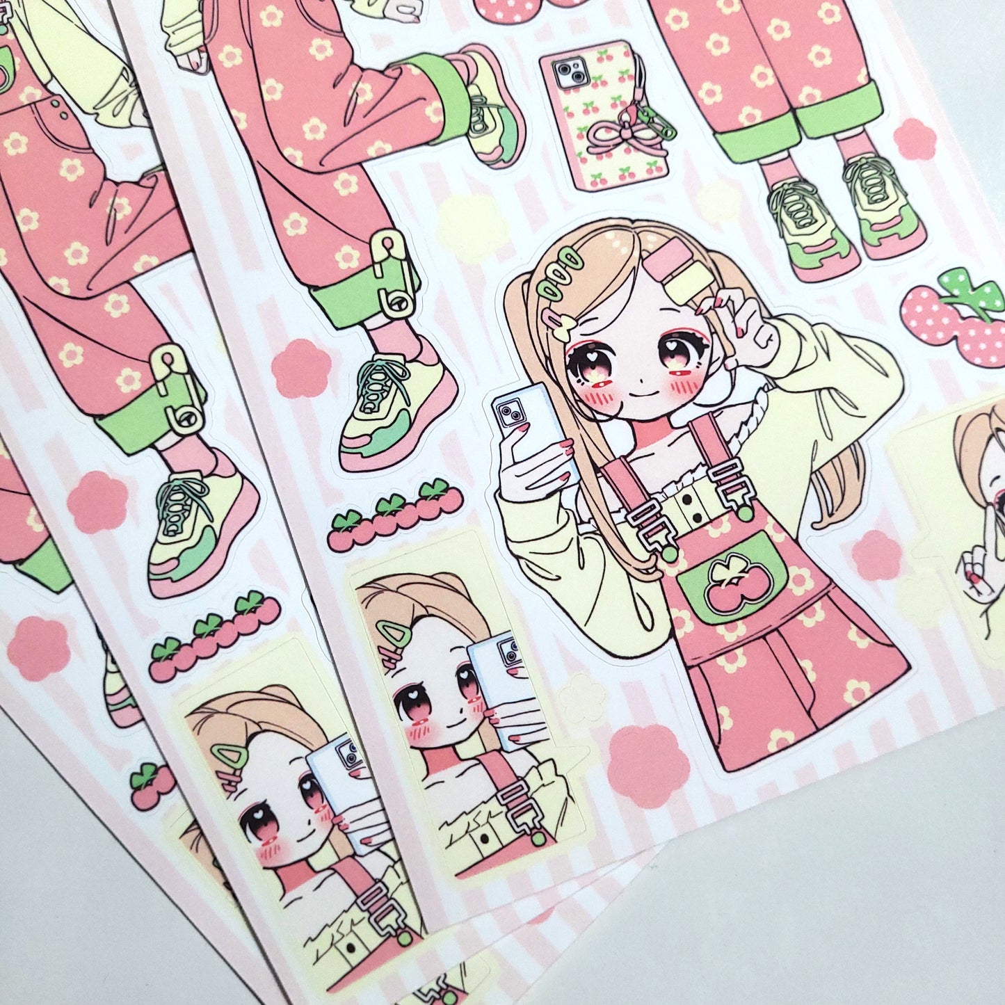 [GP02] Ghost Peach 'Pink Blossom Girl' Sticker Sheet