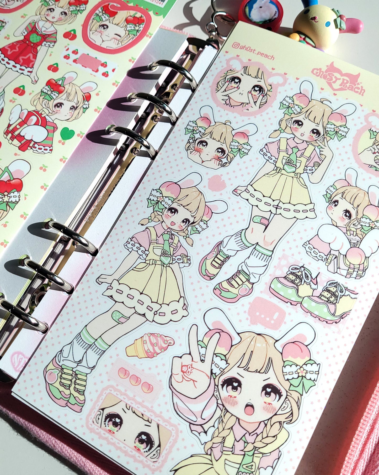 [GP05] Ghost Peach 'Pink Peach Bunny' Sticker Sheet