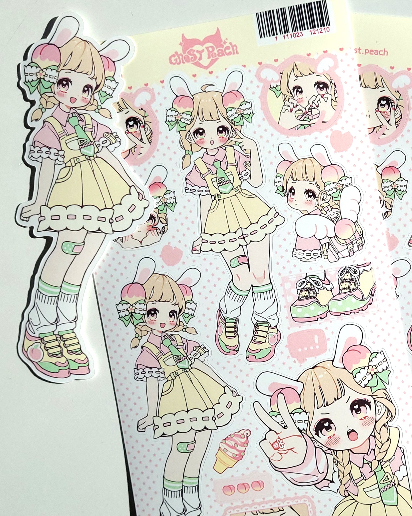 [GP05] Ghost Peach 'Pink Peach Bunny' Sticker Sheet