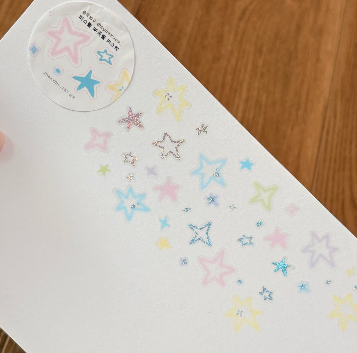 [SY75] Syom Pastel Messy Star Kisscut Masking Tape 25mm x 5m