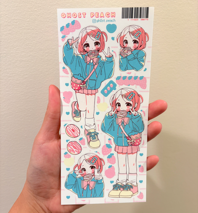 [GP23] Ghost Peach 'Berry Mint Donut' Sticker Sheet