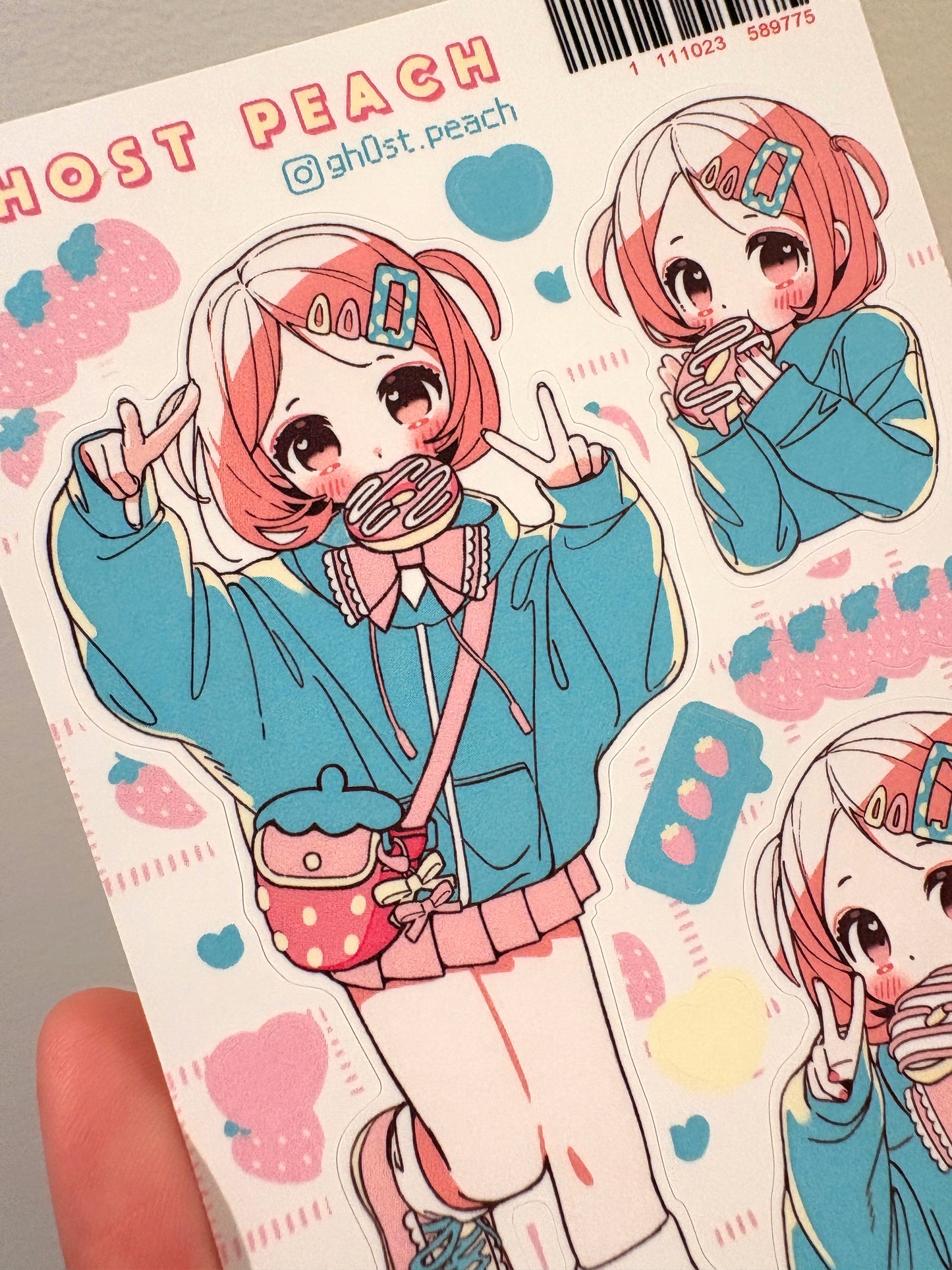 [GP23] Ghost Peach 'Berry Mint Donut' Sticker Sheet