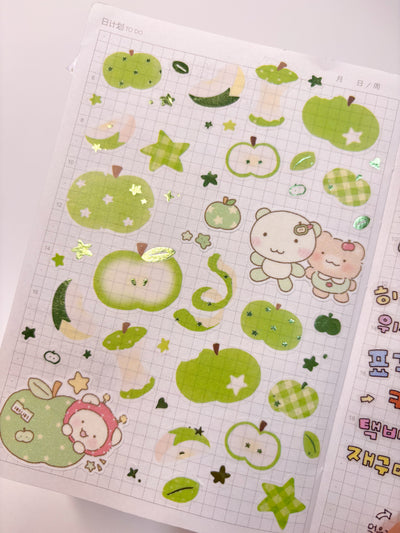 [SY64] Syom Stars & Green Apples Kisscut Masking Tape 30mm x 5m