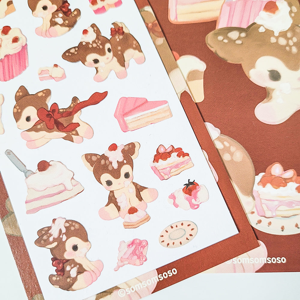 [SO01] RESTOCK Somsomsoso Cake Deer Sticker Sheet