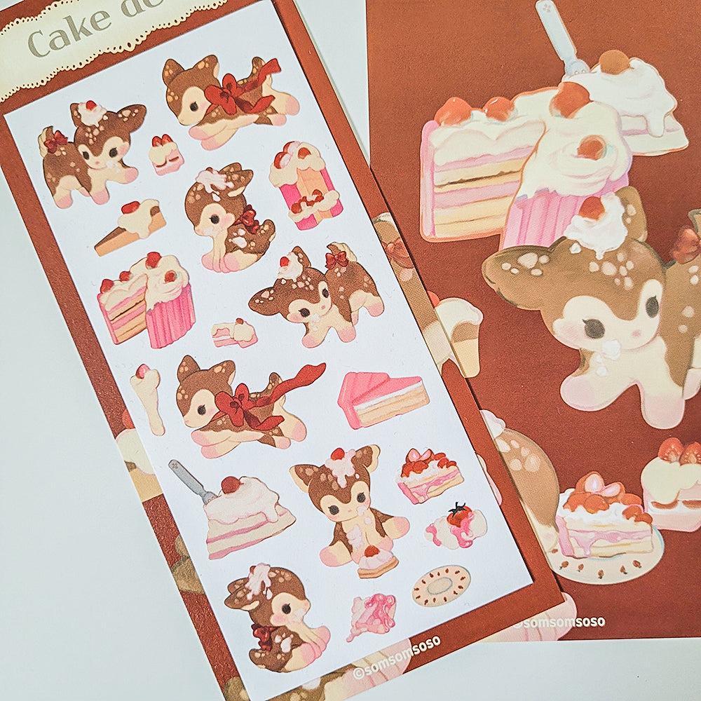 [SO01] RESTOCK Somsomsoso Cake Deer Sticker Sheet