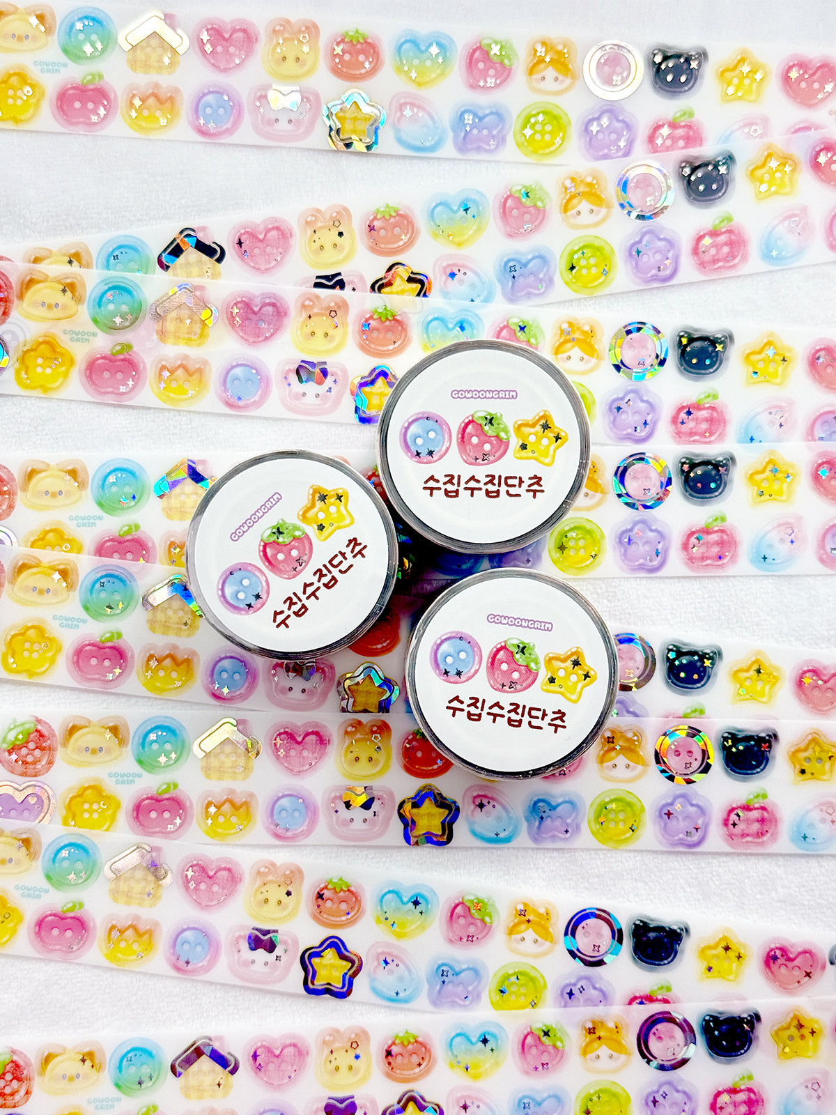[GO78] NEW Gowoongrim 'Shiny Cotton Candy/Collecting Buttons/Petite Buttons/Snowflake' Kisscut Masking Tape (options)