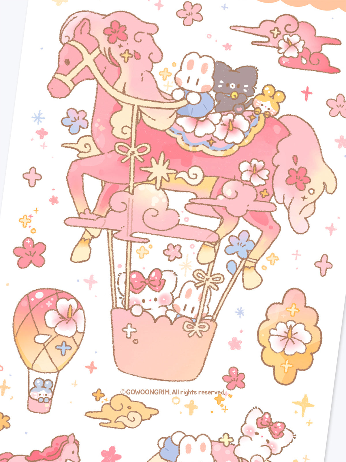 [GO75] NEW Gowoongrim x Studio Arvie 'Pink Pony Park' Sticker Pack