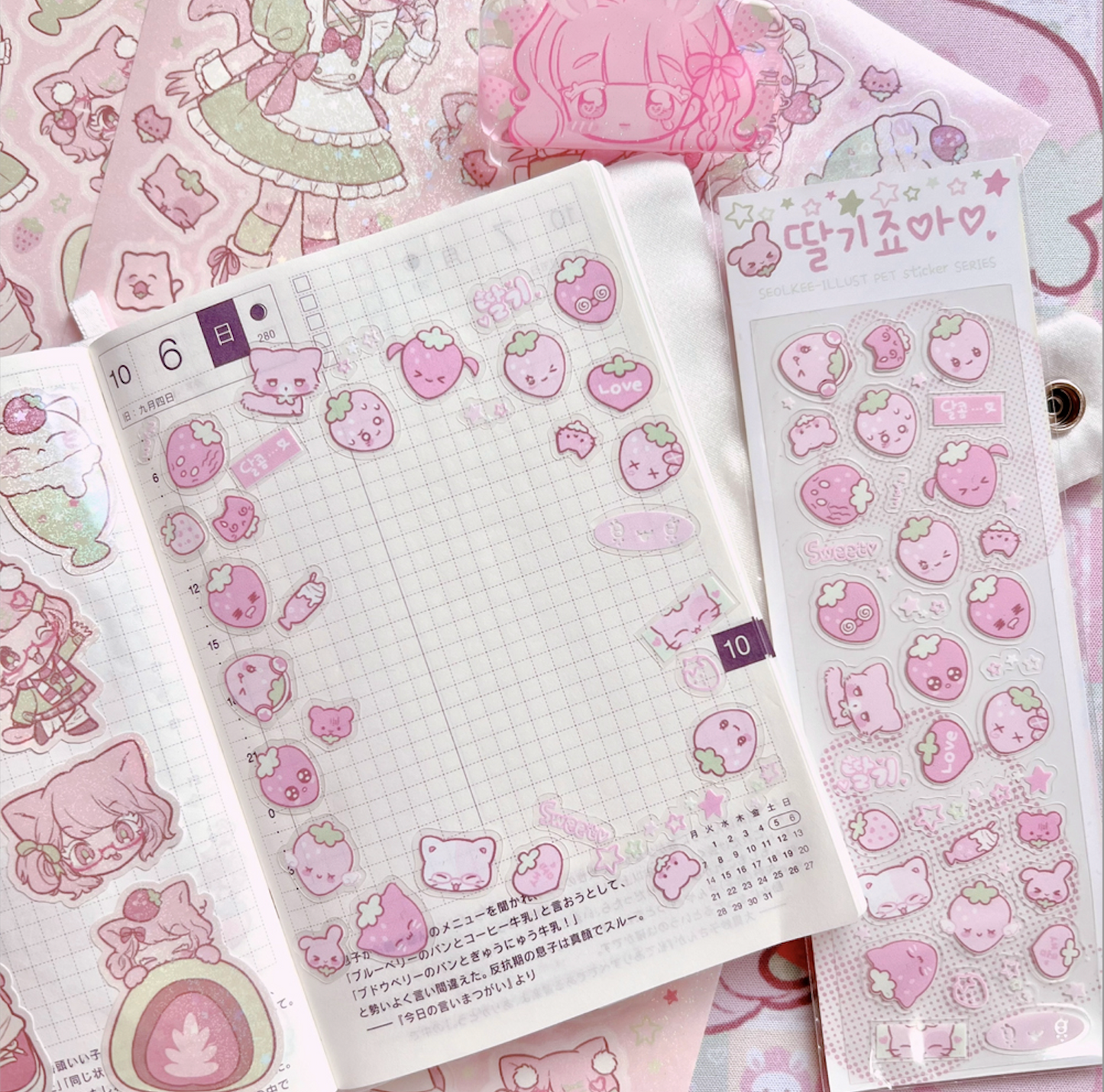 [SK11] Seolkee I Love Strawberry Clear Sticker Sheet