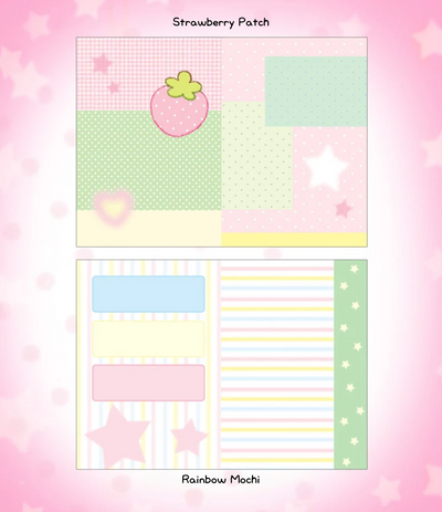 [PK30] Pinkrue Strawberry Patch/Rainbow Mochi Background Big Memo Pad (options)