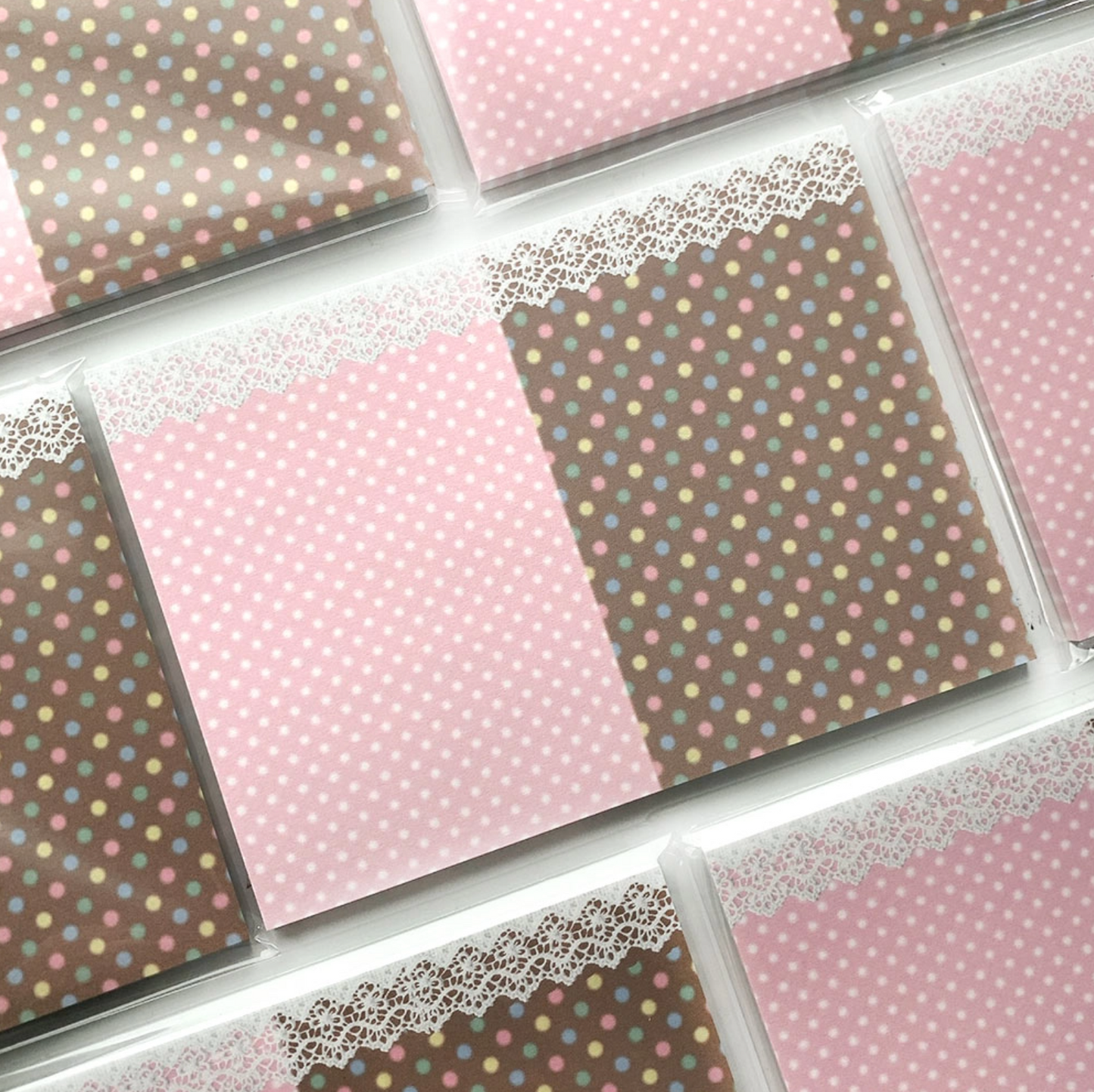 [PK37] Pinkrue Strawberry Choco Dots & Star/Lace Background Big Memo Pad (options)
