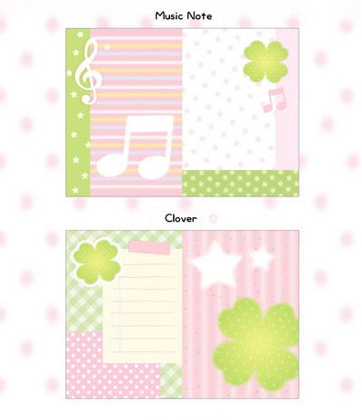 [PK31] Pinkrue Music Note/Clover Background Big Memo Pad (options)