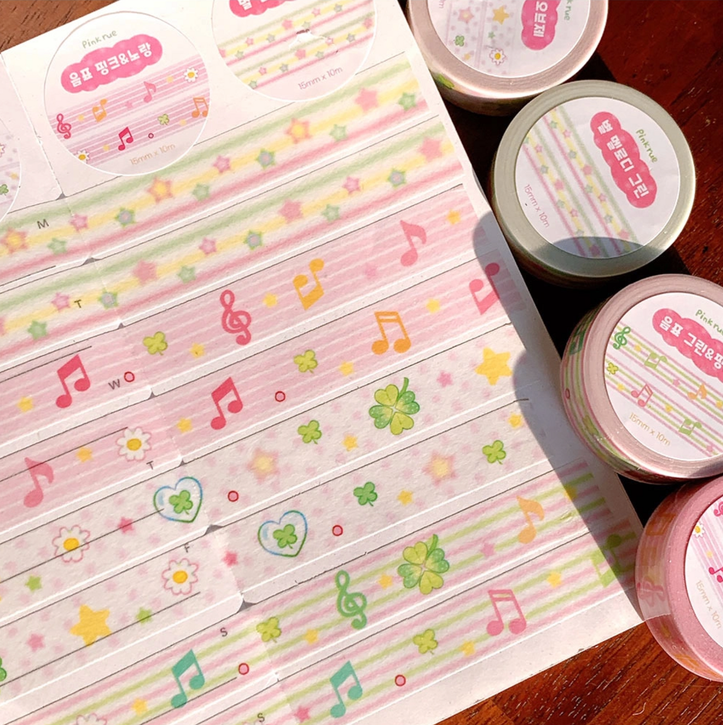 [PK33] Pinkrue Music Note & Melody Masking Tape 15mm x 10m (Set/Single)
