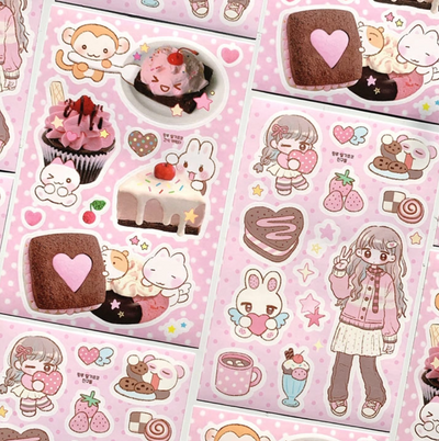 [PK34] Pinkrue Strawberry Chocolate Sticker Pack (Singles/Pack)