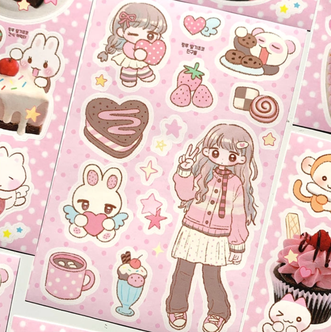 [PK34] Pinkrue Strawberry Chocolate Sticker Pack (Singles/Pack)