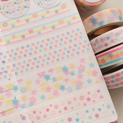 [PK49] Pinkrue Star Masking Tape 15mm x 10m (Set/Single)