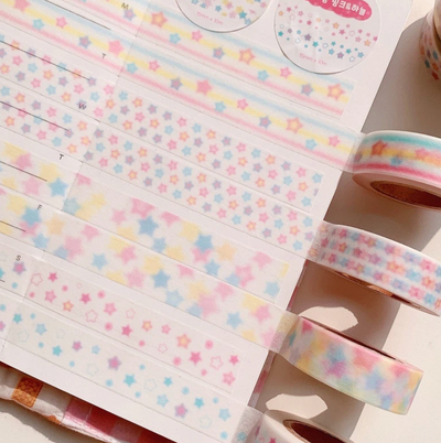 [PK49] Pinkrue Star Masking Tape 15mm x 10m (Set/Single)