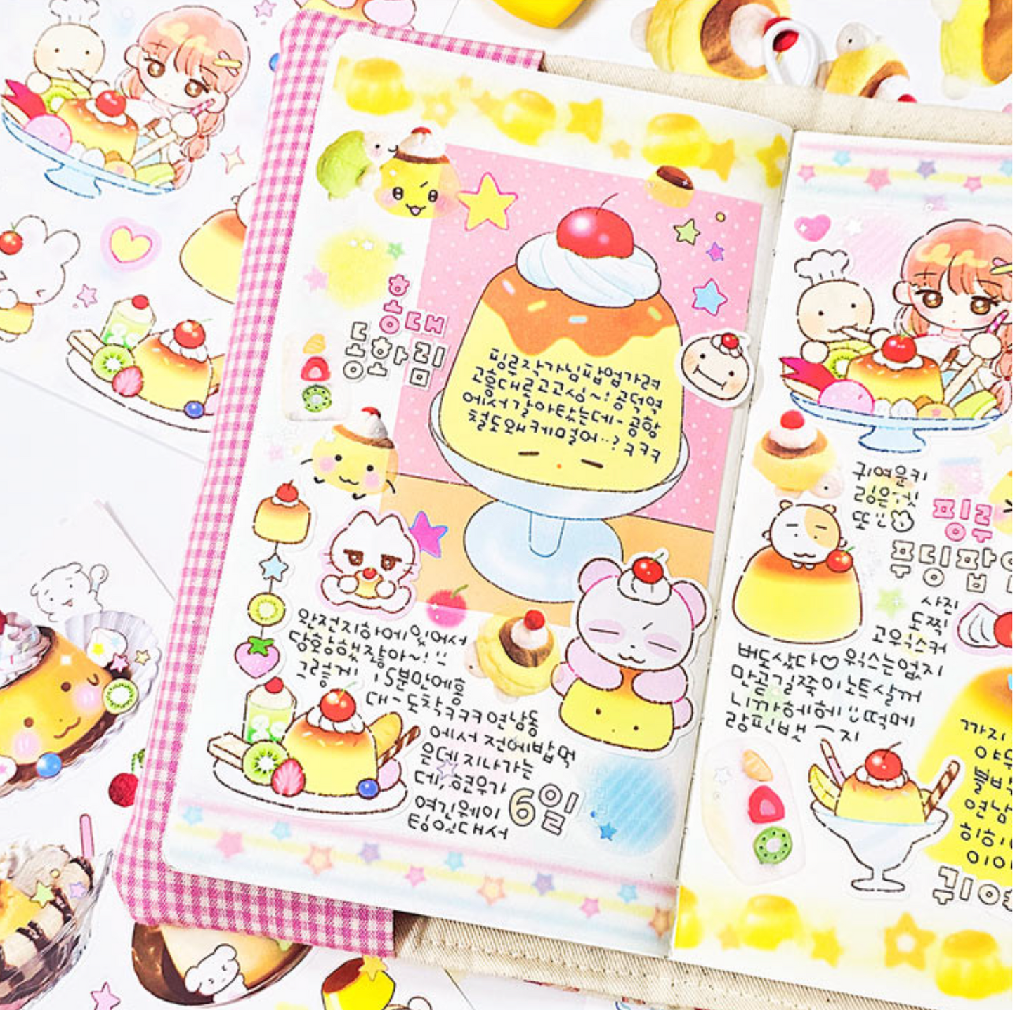[PK43] Pinkrue Pudding Cafe Sticker Pack (Singles/Pack)