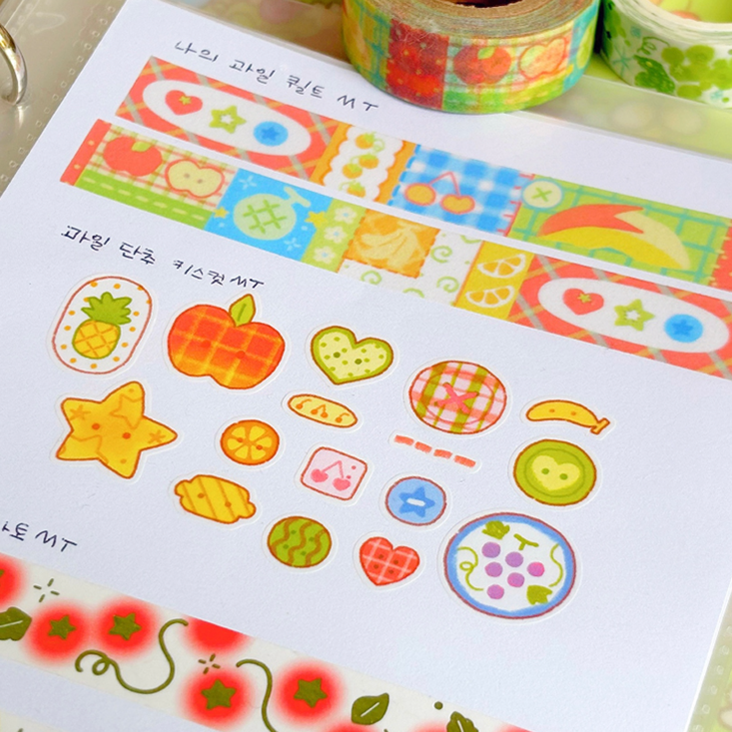 [CW108] Cotton World 'Fruit Button' Kisscut Masking Tape 25mm x 5m