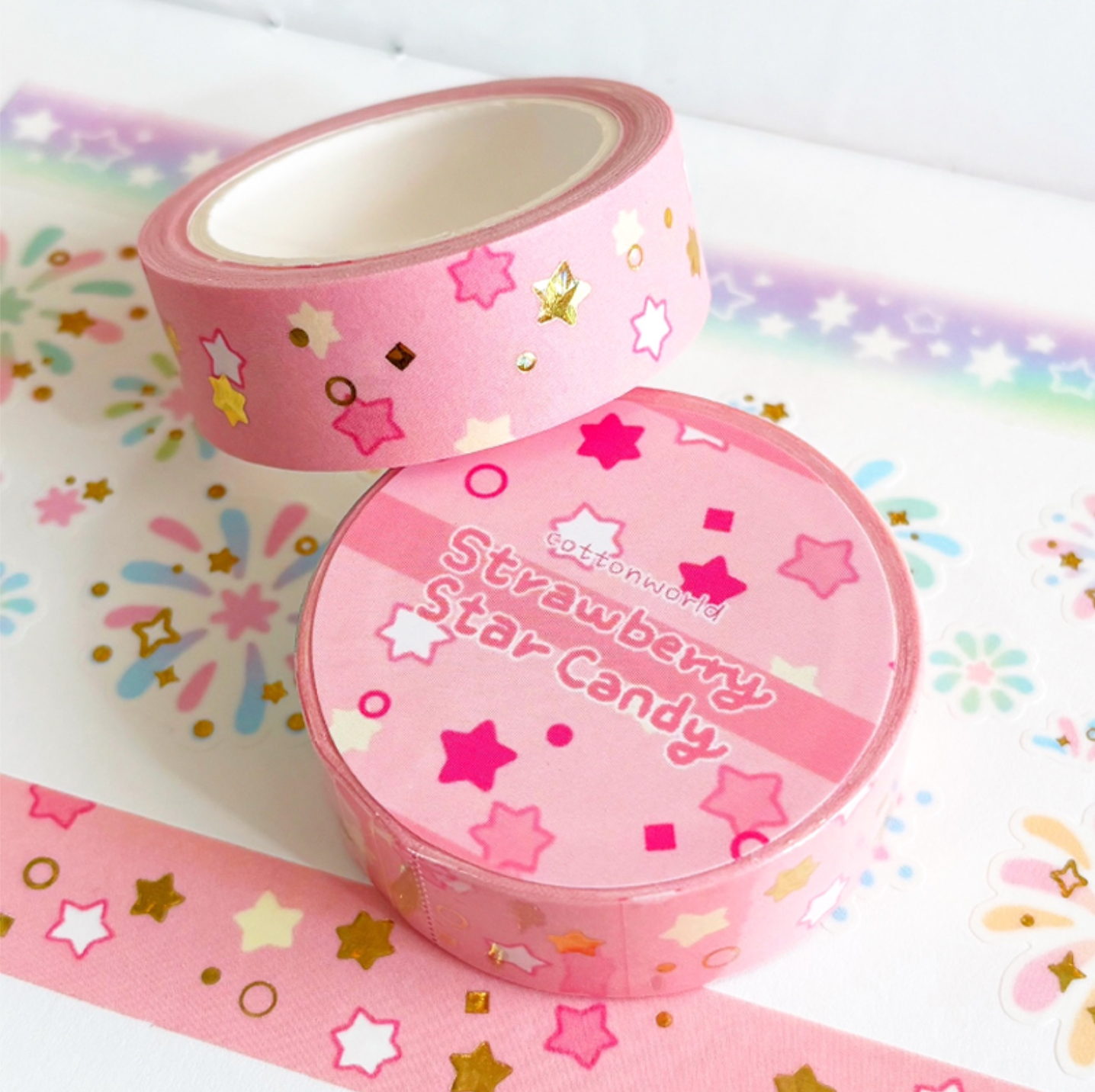 [CW101] Cotton World Strawberry Cotton Candy Cloud Masking Tape 15mm x 5m