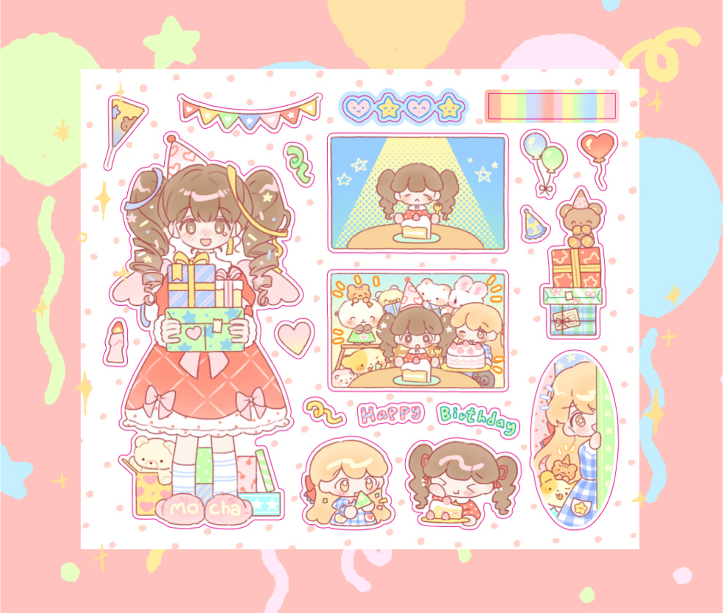 [CW90] Cotton World 'Surprise Birthday Party' Sticker Sheet