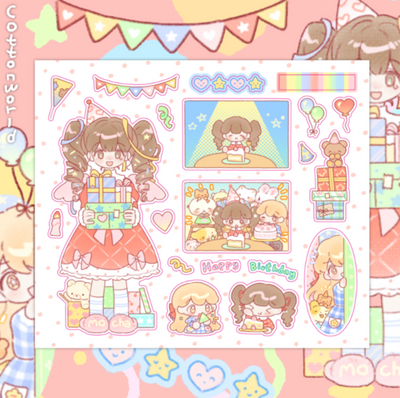 [CW90] Cotton World 'Surprise Birthday Party' Sticker Sheet