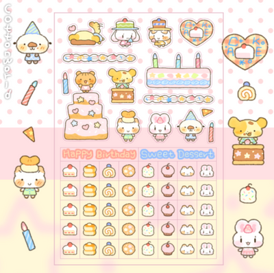 [CW88] Cotton World 'I Like Cake' Sticker Sheet