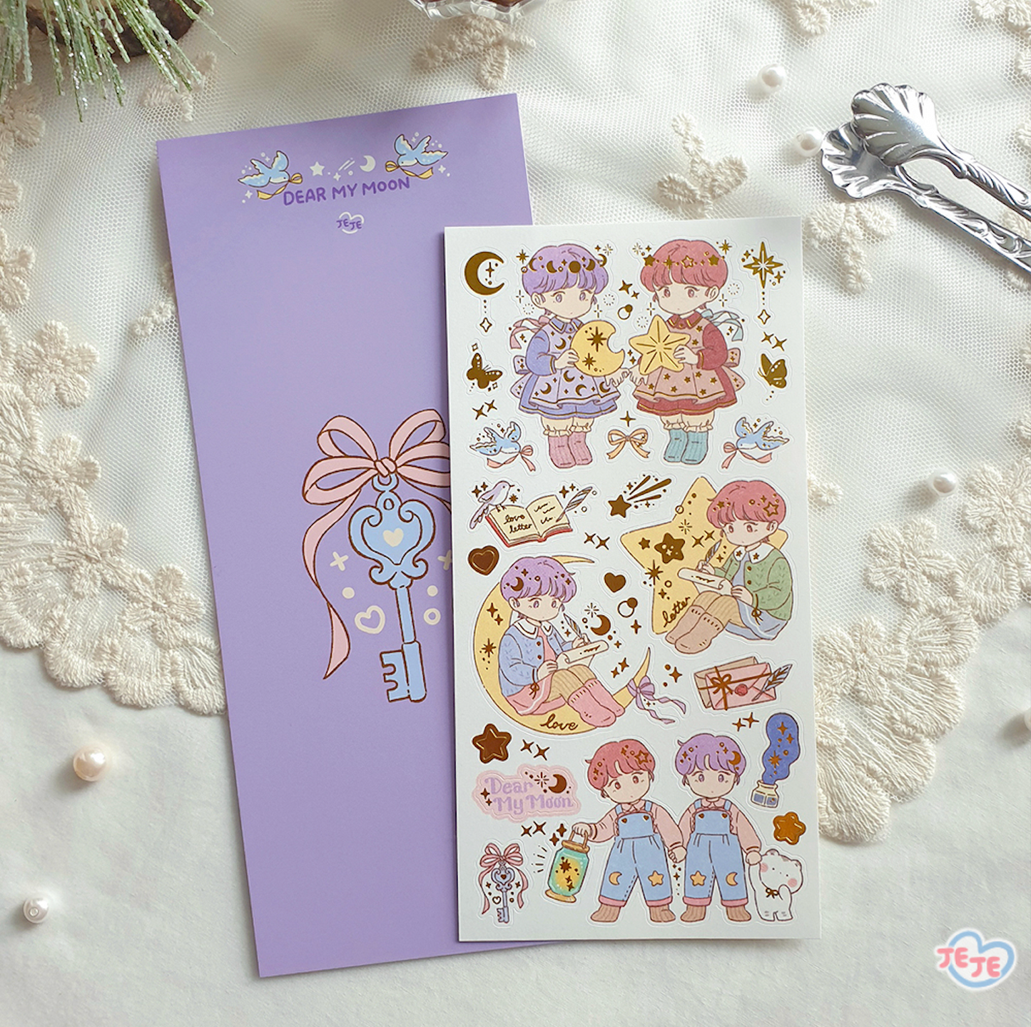 [JJ13] Jeje 'Dear My Moon' Gold Foil Sticker Sheet