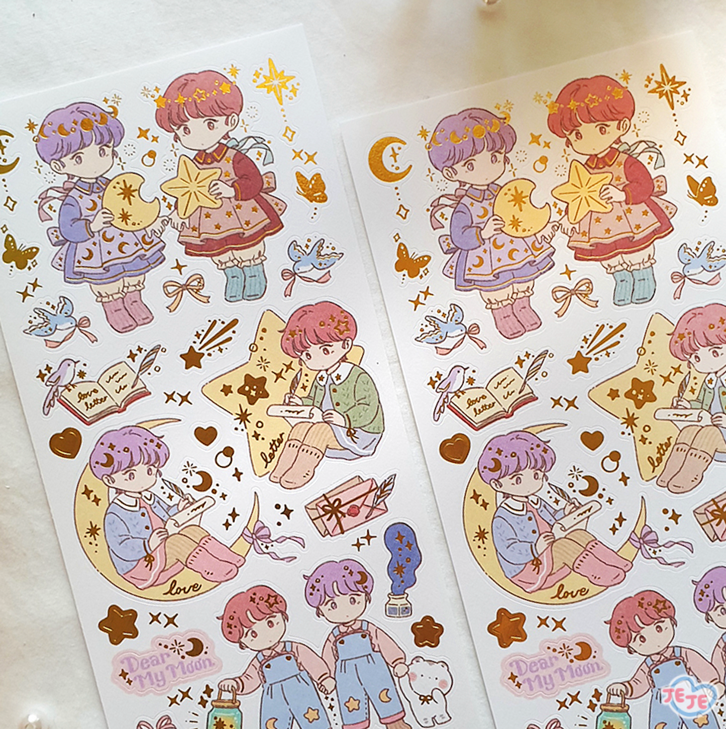 [JJ13] Jeje 'Dear My Moon' Gold Foil Sticker Sheet