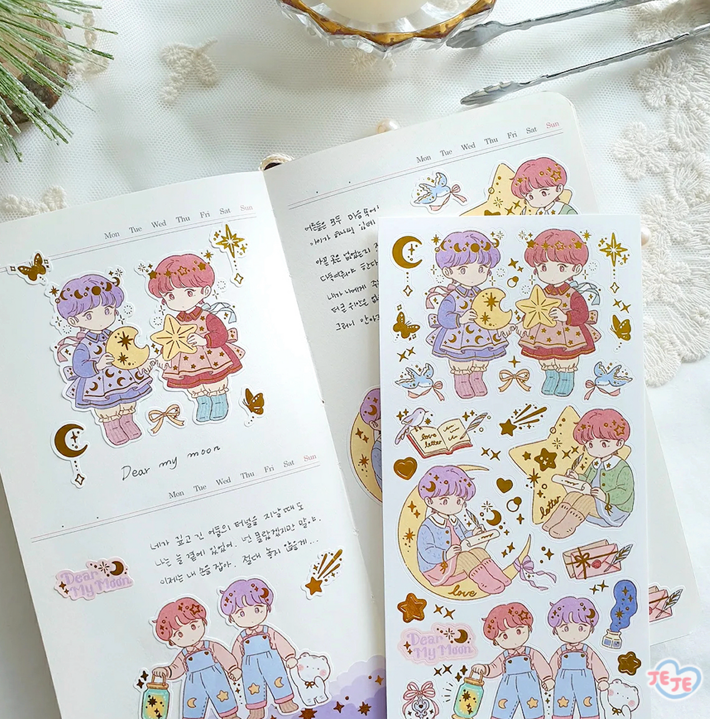 [JJ13] Jeje 'Dear My Moon' Gold Foil Sticker Sheet