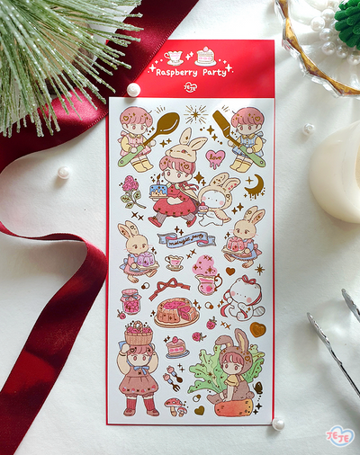 [JJ08] Jeje 'Raspberry Party' Gold Foil Sticker Sheet
