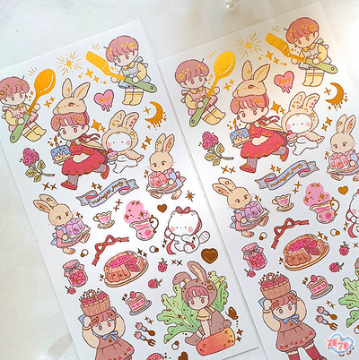 [JJ08] Jeje 'Raspberry Party' Gold Foil Sticker Sheet