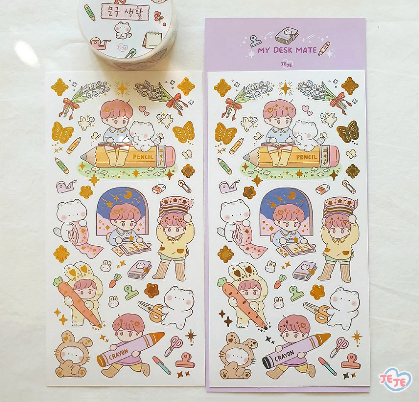 [JJ10] Jeje 'My Desk Mate' Gold Foil Sticker Sheet