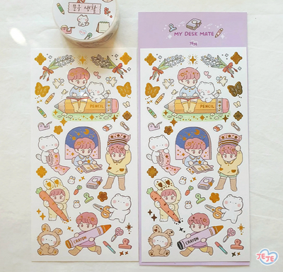 [JJ10] Jeje 'My Desk Mate' Gold Foil Sticker Sheet