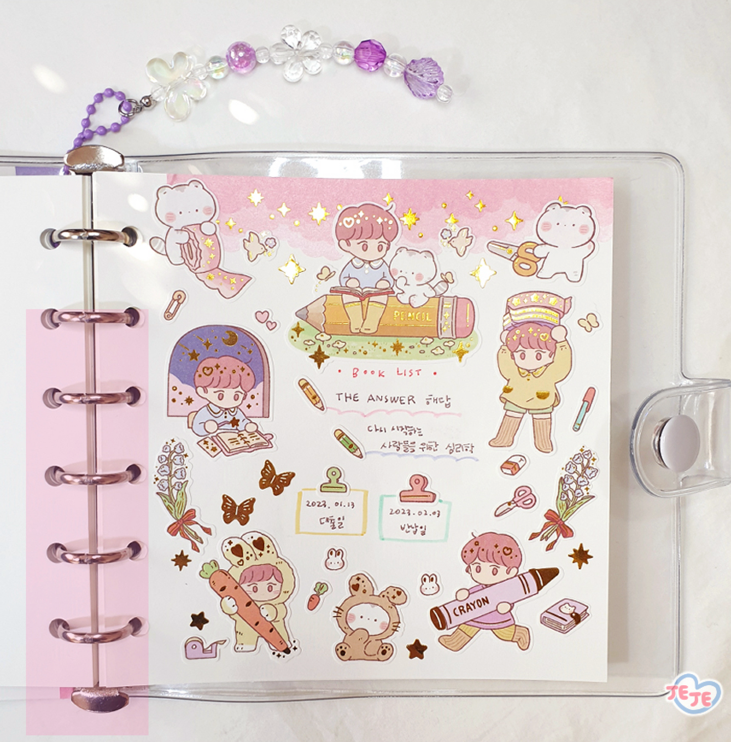[JJ10] Jeje 'My Desk Mate' Gold Foil Sticker Sheet