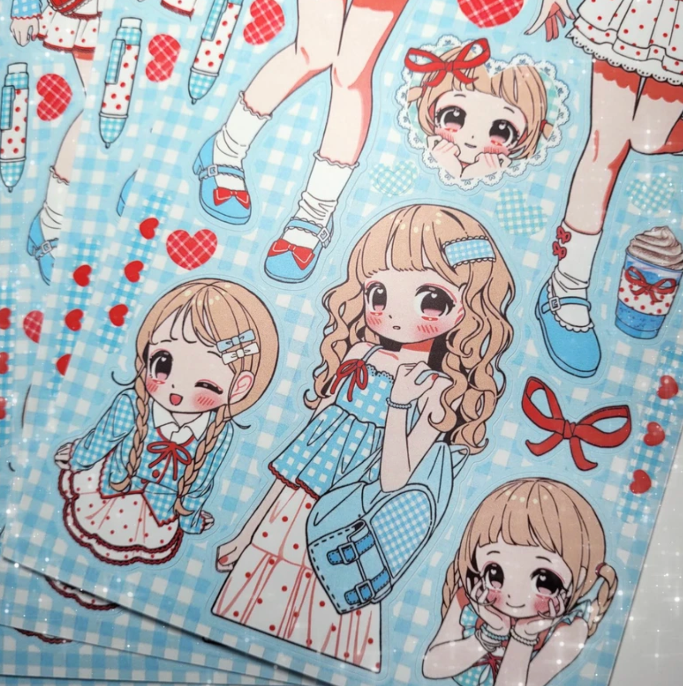 [GP17] Ghost Peach 'Blue Check Lookbook' Sticker Sheet