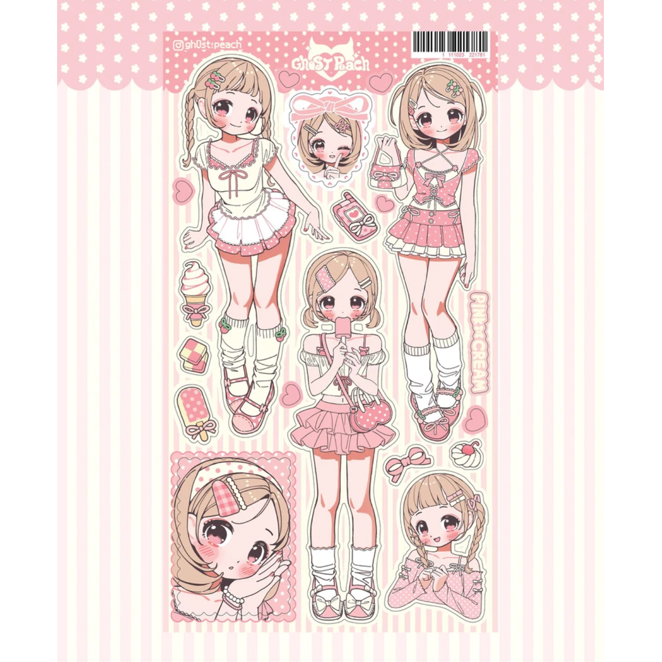 [GP18] Ghost Peach 'Pink Cream Lookbook' Sticker Sheet