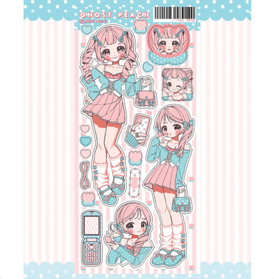 [GP19] Ghost Peach 'Pink Tulip Style' Sticker Sheet