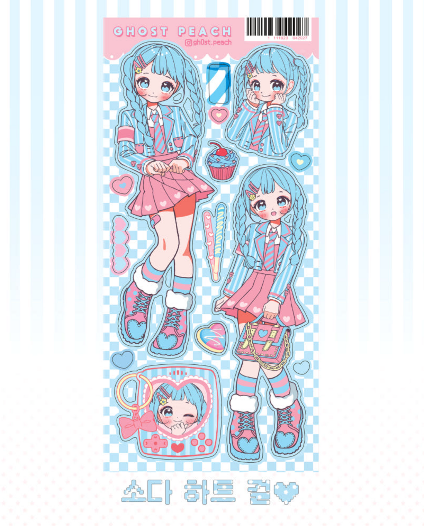 [GP22] Ghost Peach 'Heart Girl Series' Sticker Sheet (options)