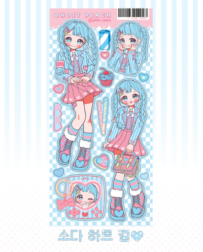 [GP22] Ghost Peach 'Heart Girl Series' Sticker Sheet (options)