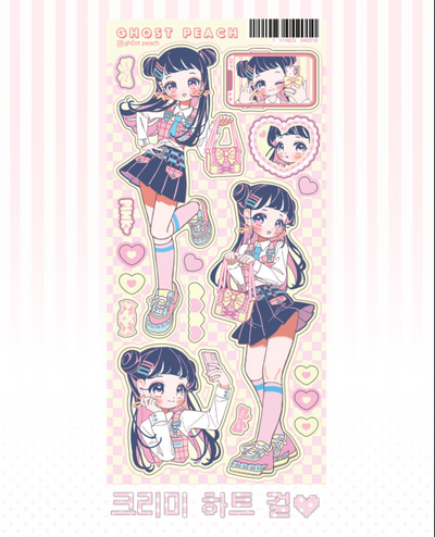 [GP22] Ghost Peach 'Heart Girl Series' Sticker Sheet (options)