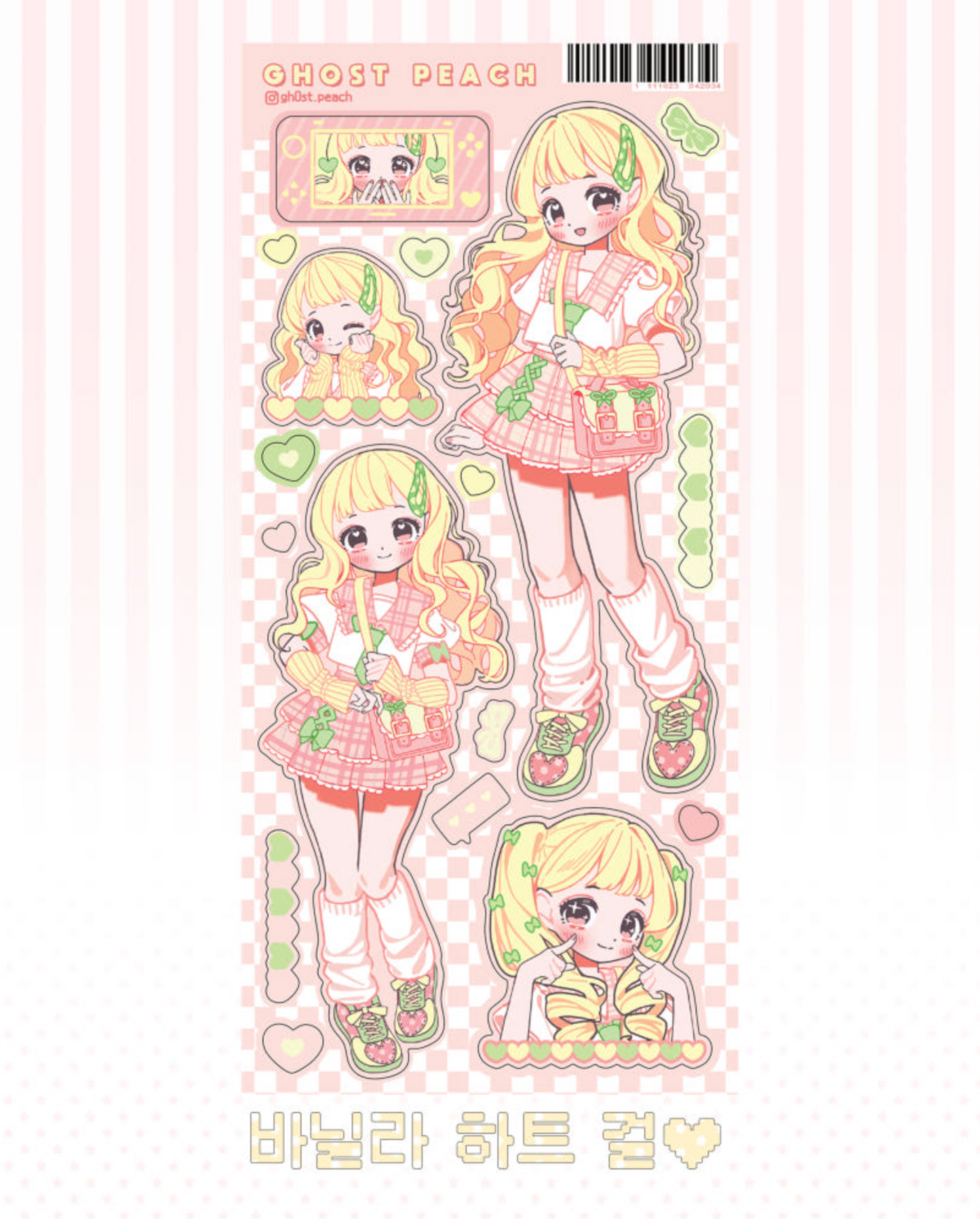 [GP22] Ghost Peach 'Heart Girl Series' Sticker Sheet (options)